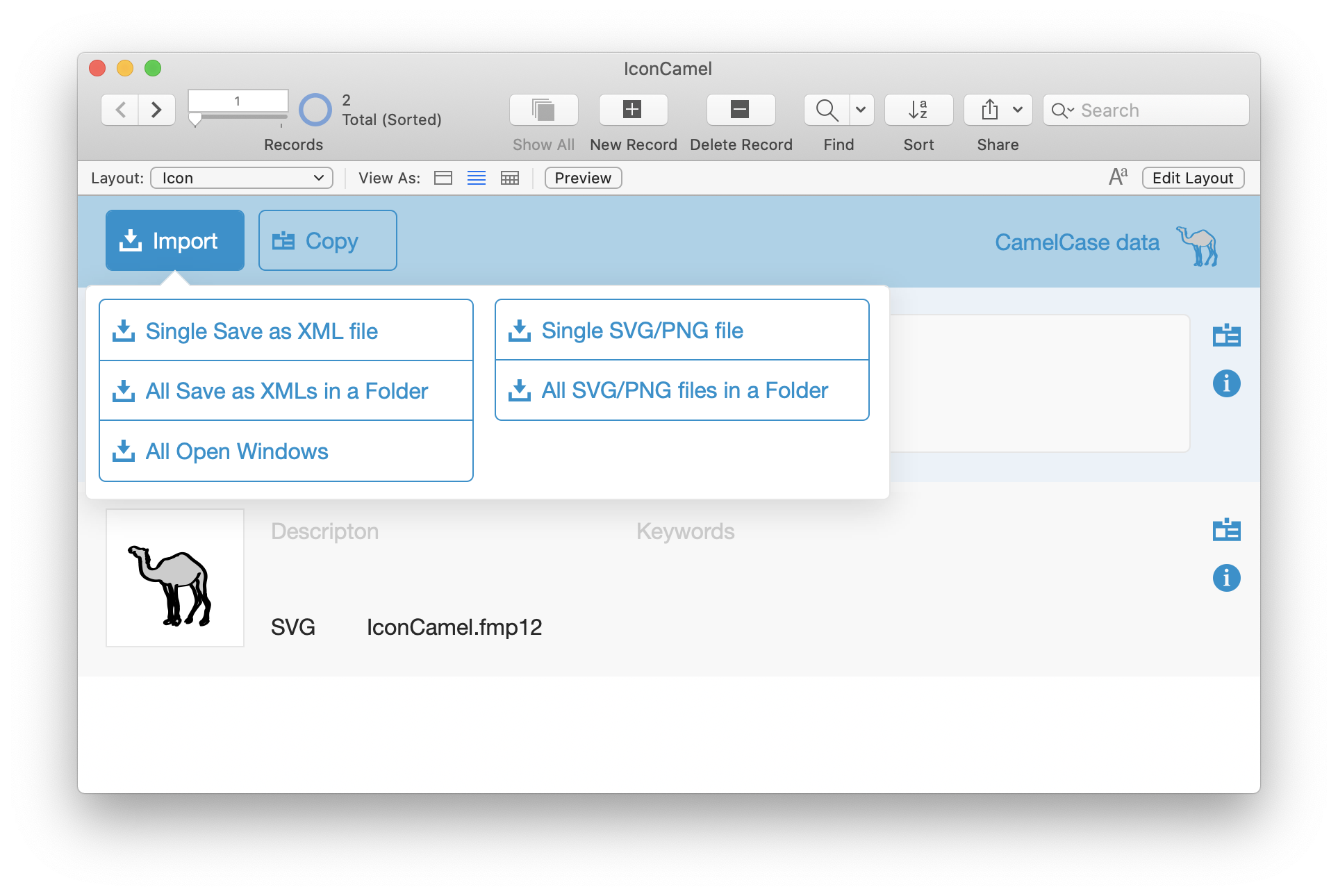 IconCamel - utilitaire de gestion des icônes FileMaker